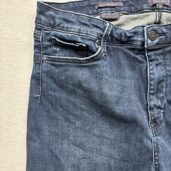 NYDJ Silhouette Womens Size 14 Jeans Slim Bootcut Lift Tuck Technology Dark Wash - Picture 3 of 14